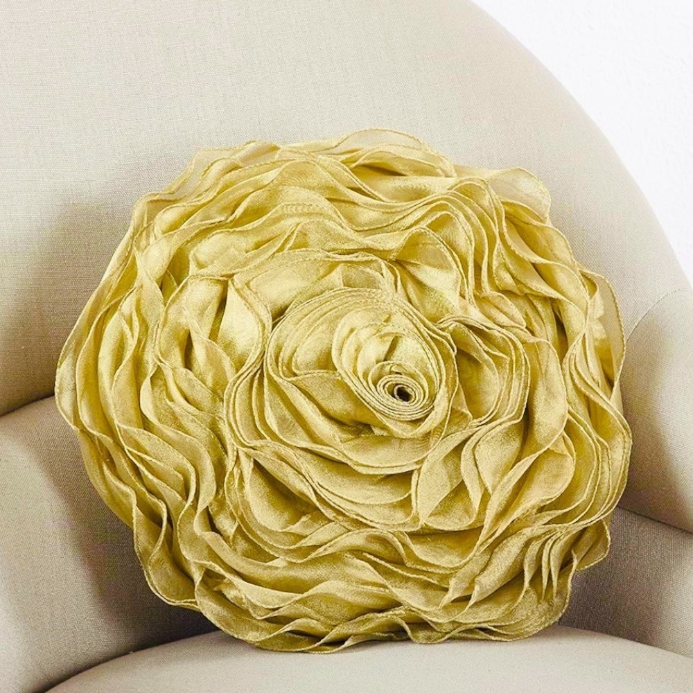 WAYFAIR Rose Design Round Throw Pillow, Sage, 16"